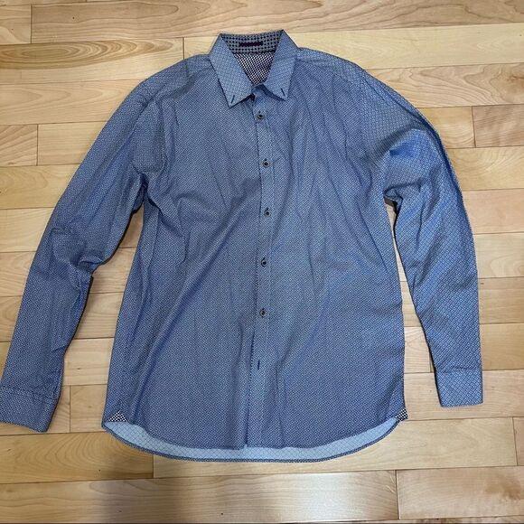 Ted Baker Blue patterned dress shirt Size S - Picture 1 of 3